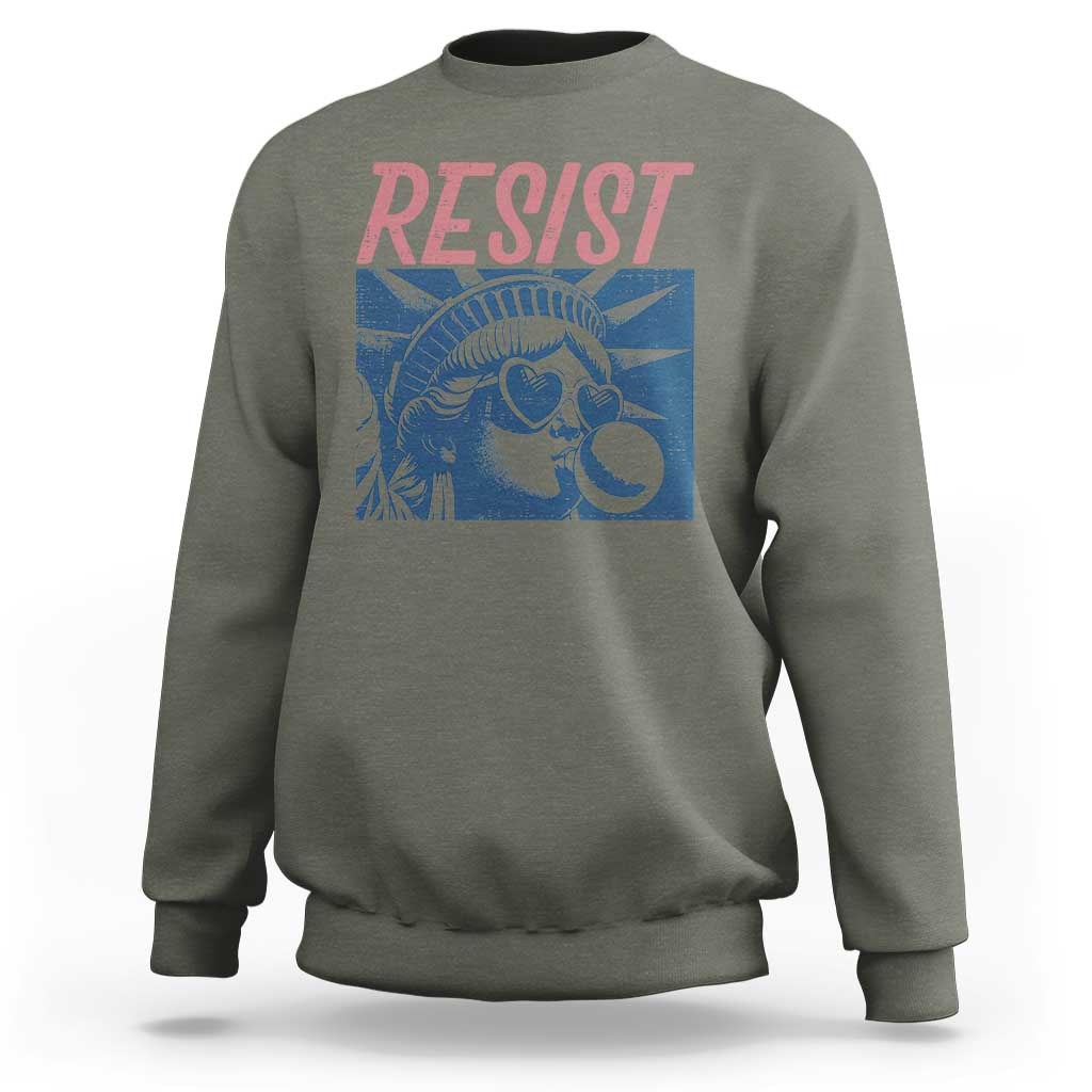 Liberty Resist Sweatshirt Feminist Bubblegum Statue of Liberty Retro Graphic - Wonder Print Shop