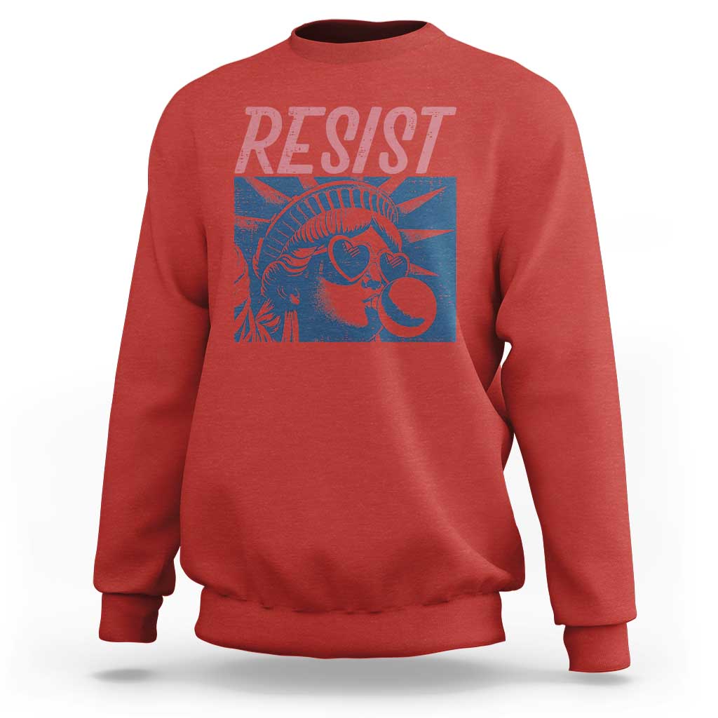 Liberty Resist Sweatshirt Feminist Bubblegum Statue of Liberty Retro Graphic - Wonder Print Shop