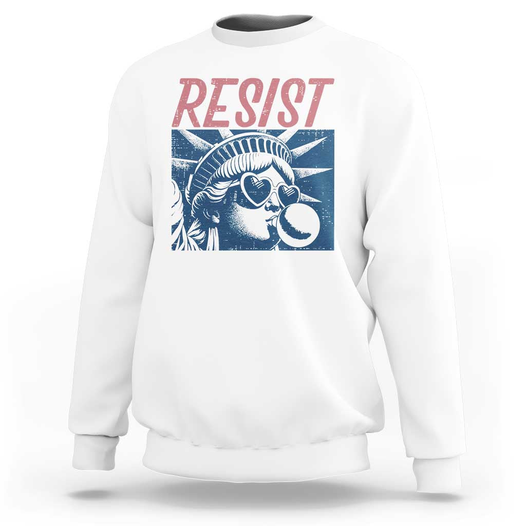 Liberty Resist Sweatshirt Feminist Bubblegum Statue of Liberty Retro Graphic - Wonder Print Shop