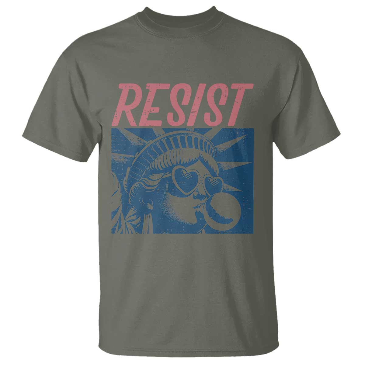 Liberty Resist T Shirt Feminist Bubblegum Statue of Liberty Retro Graphic - Wonder Print Shop