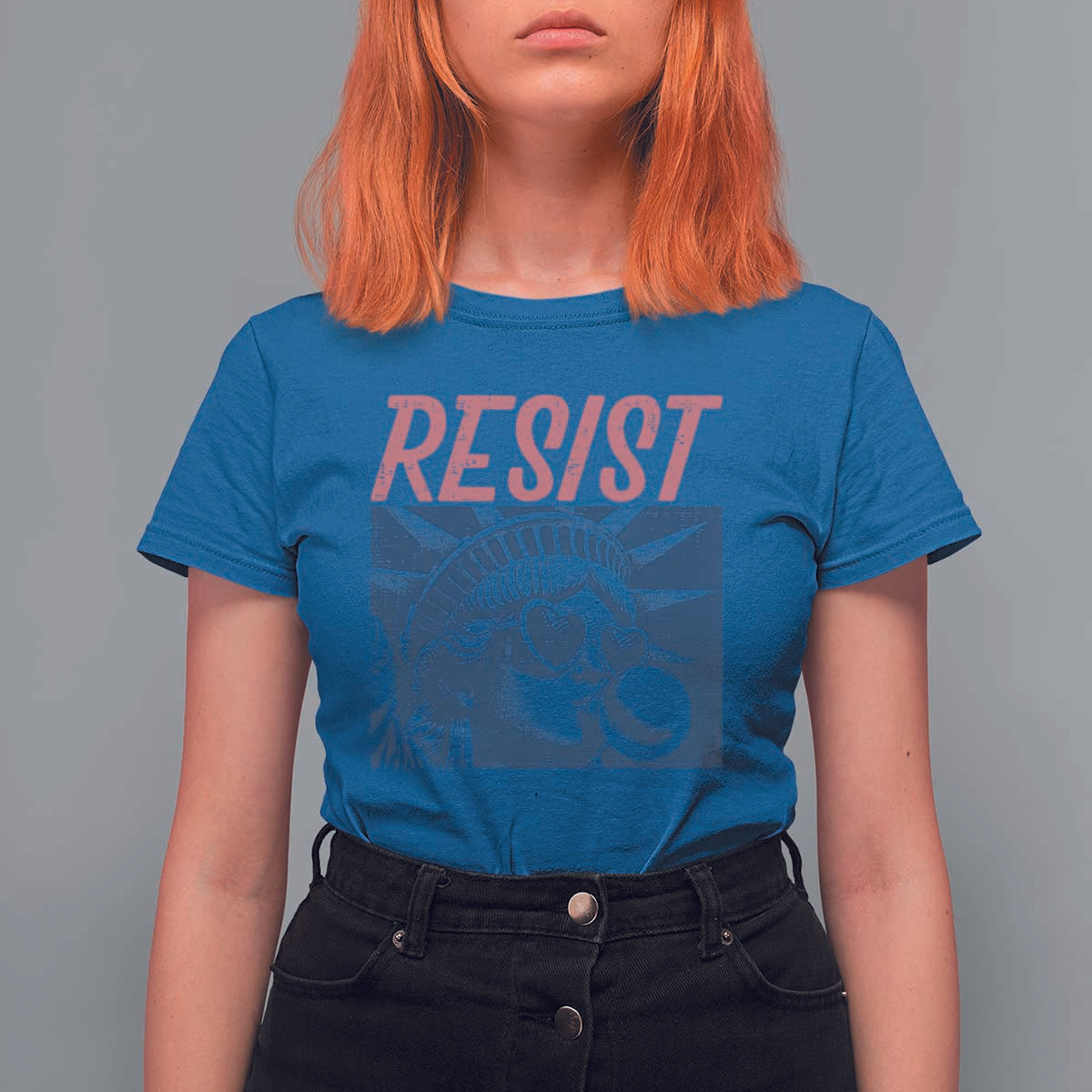 Liberty Resist T Shirt For Women Feminist Bubblegum Statue of Liberty Retro Graphic - Wonder Print Shop