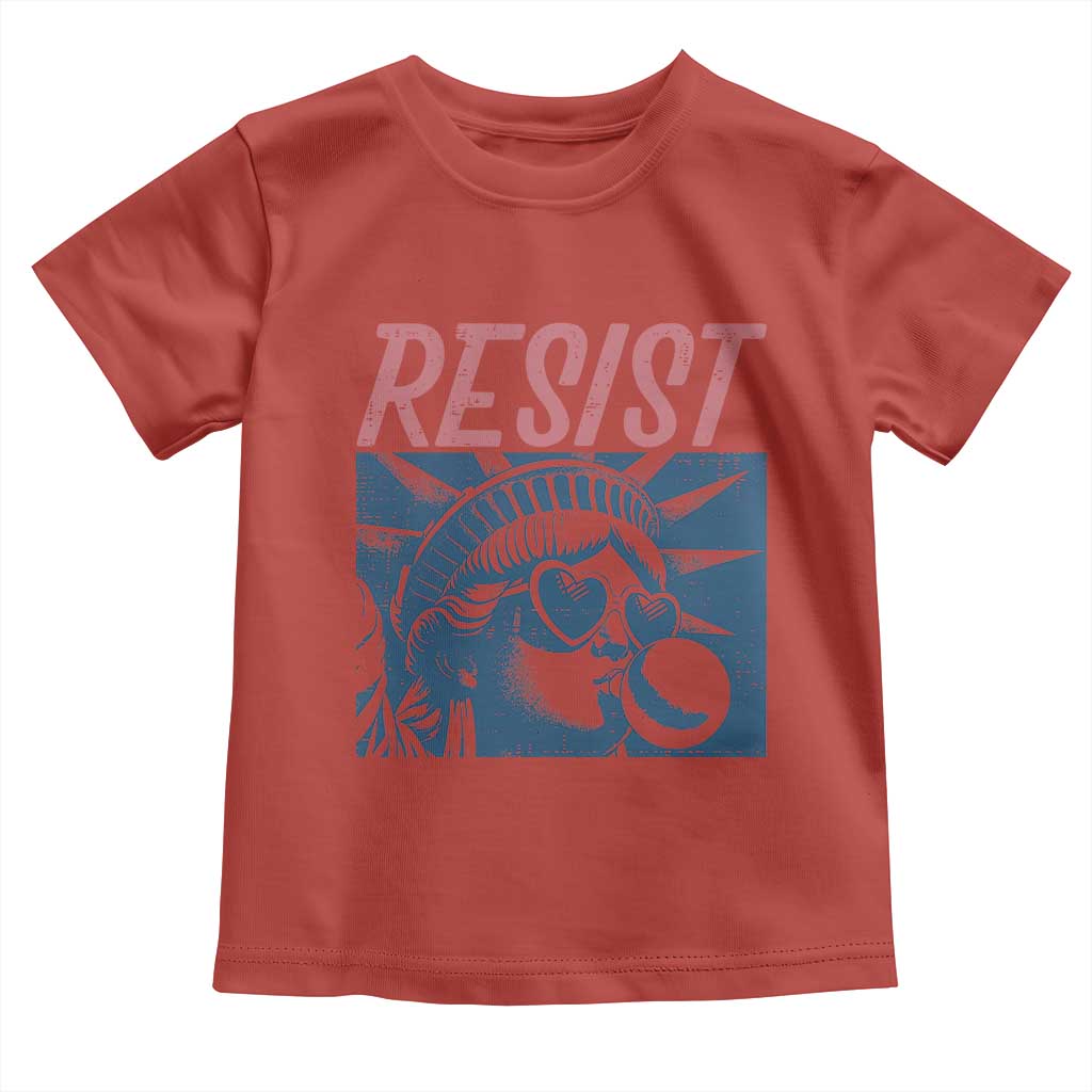Liberty Resist Toddler T Shirt Feminist Bubblegum Statue of Liberty Retro Graphic - Wonder Print Shop