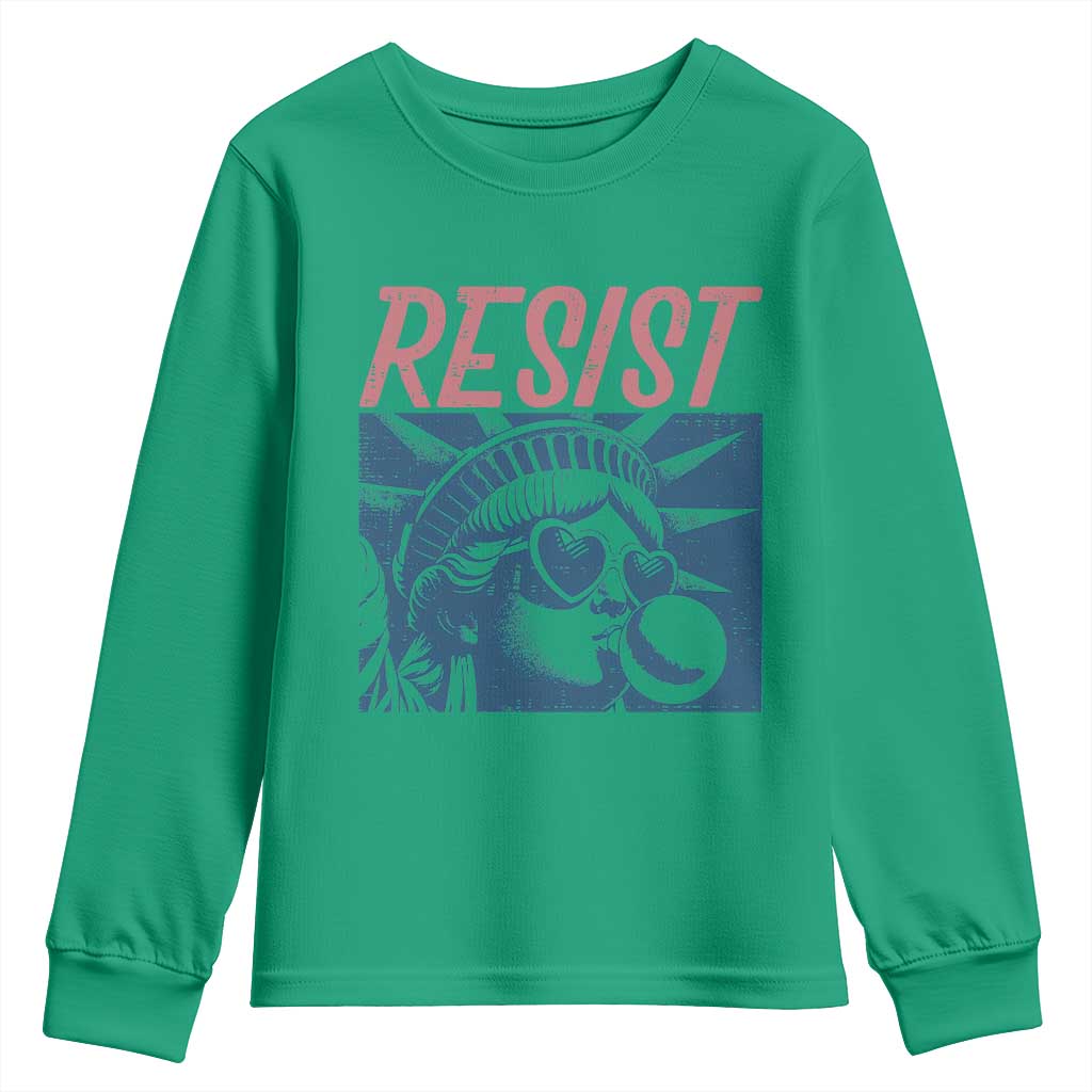 Liberty Resist Youth Sweatshirt Feminist Bubblegum Statue of Liberty Retro Graphic - Wonder Print Shop