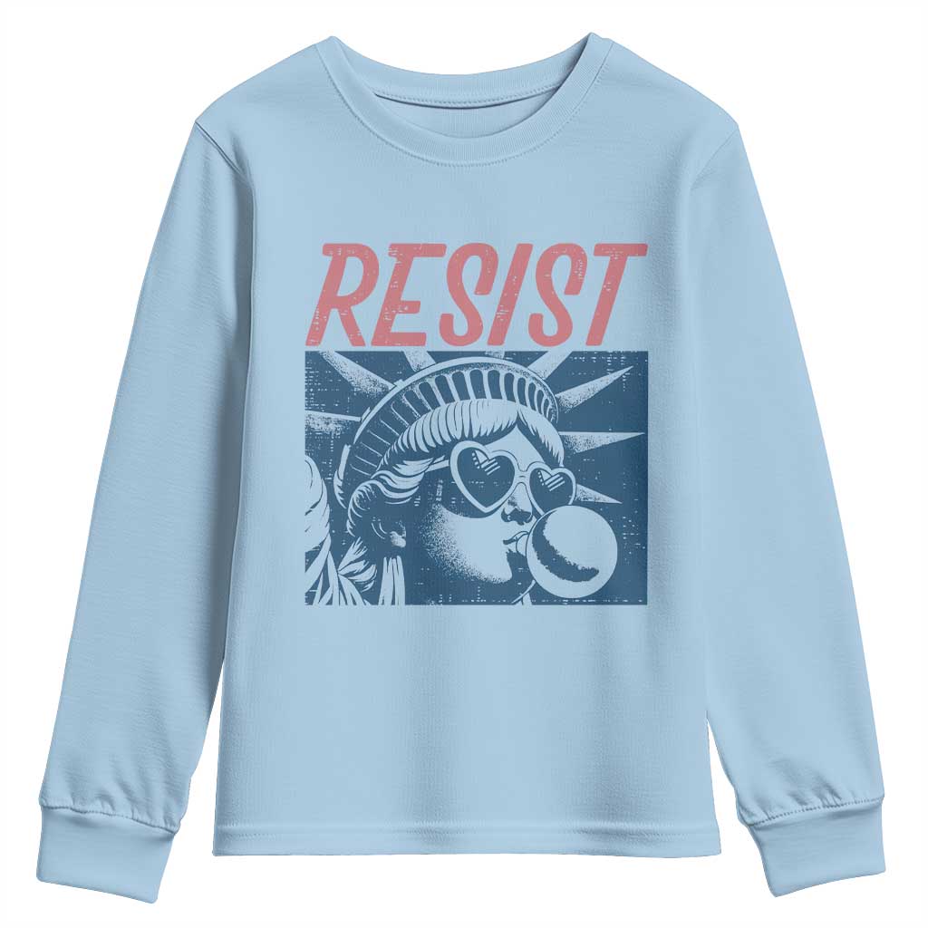 Liberty Resist Youth Sweatshirt Feminist Bubblegum Statue of Liberty Retro Graphic - Wonder Print Shop