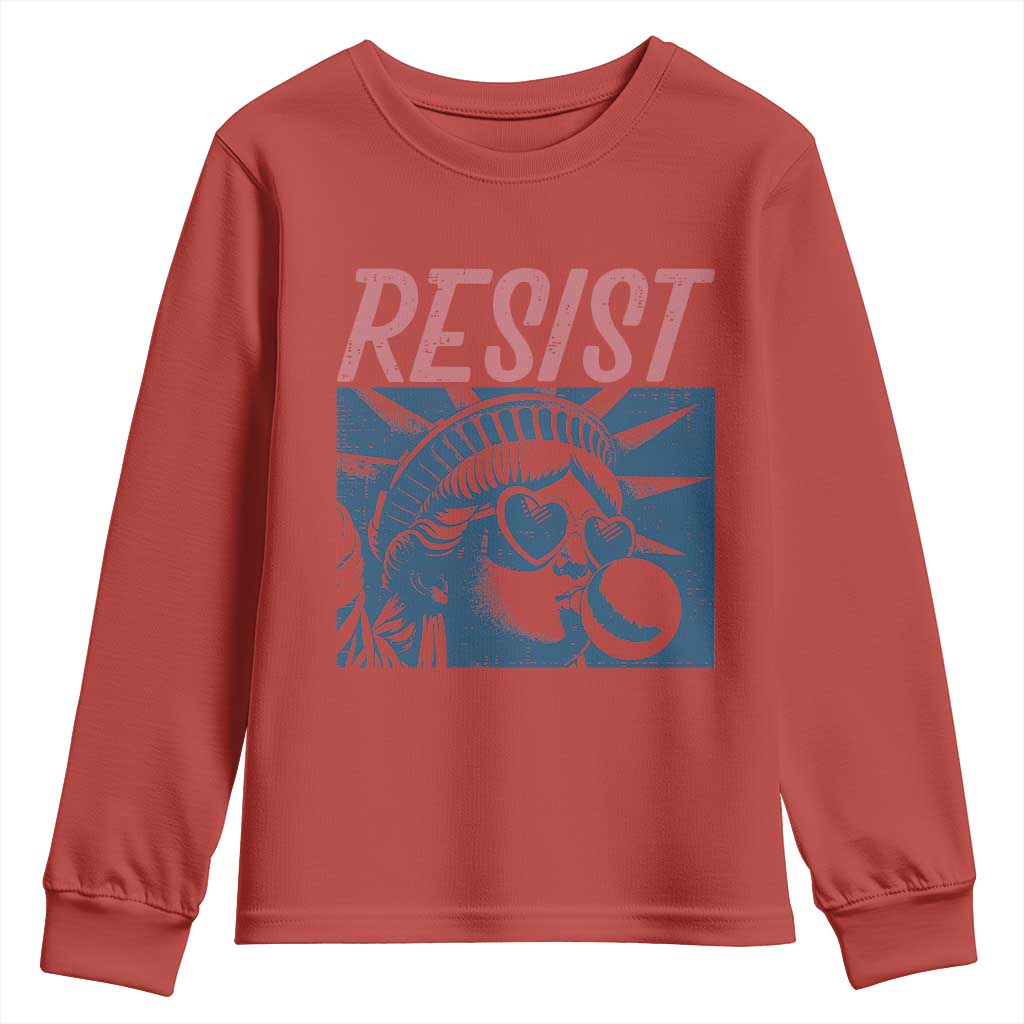 Liberty Resist Youth Sweatshirt Feminist Bubblegum Statue of Liberty Retro Graphic - Wonder Print Shop
