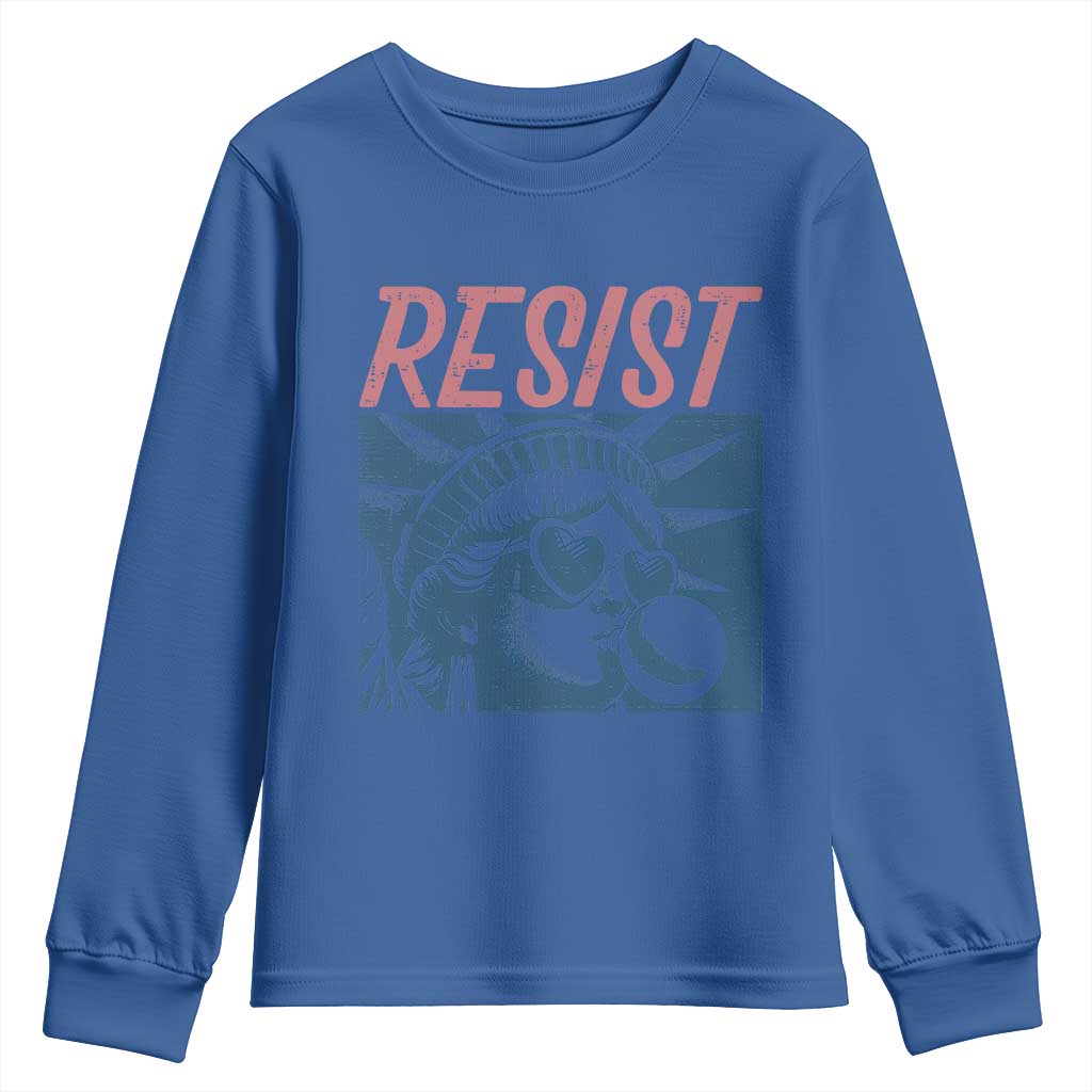 Liberty Resist Youth Sweatshirt Feminist Bubblegum Statue of Liberty Retro Graphic - Wonder Print Shop