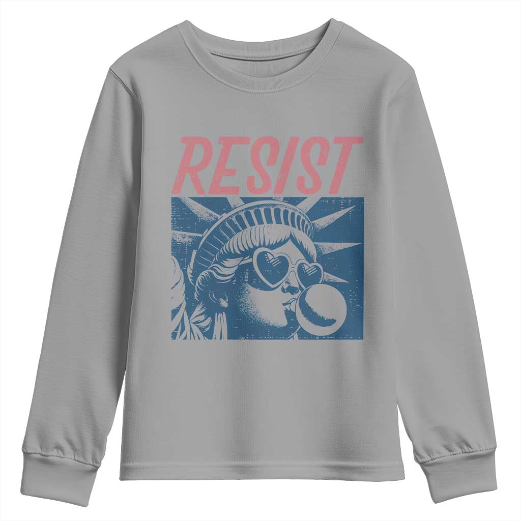 Liberty Resist Youth Sweatshirt Feminist Bubblegum Statue of Liberty Retro Graphic - Wonder Print Shop