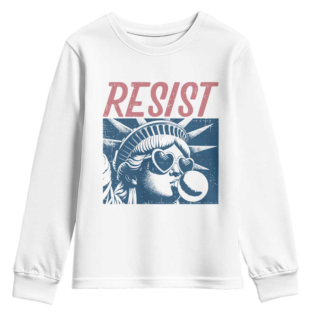 Liberty Resist Youth Sweatshirt Feminist Bubblegum Statue of Liberty Retro Graphic - Wonder Print Shop