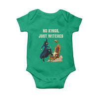 No Kings Just Witches Baby Onesie Feminist Witch Kicking Throne Protest - Wonder Print Shop