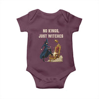 No Kings Just Witches Baby Onesie Feminist Witch Kicking Throne Protest - Wonder Print Shop