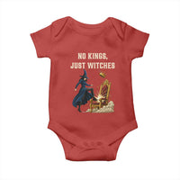 No Kings Just Witches Baby Onesie Feminist Witch Kicking Throne Protest - Wonder Print Shop