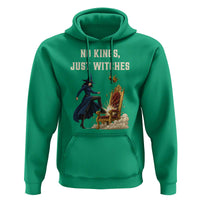 No Kings Just Witches Hoodie Feminist Witch Kicking Throne Protest - Wonder Print Shop