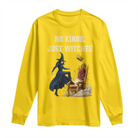 No Kings Just Witches Long Sleeve Shirt Feminist Witch Kicking Throne Protest - Wonder Print Shop