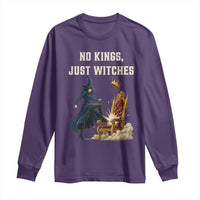 No Kings Just Witches Long Sleeve Shirt Feminist Witch Kicking Throne Protest - Wonder Print Shop
