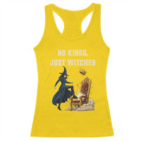 No Kings Just Witches Racerback Tank Top Feminist Witch Kicking Throne Protest - Wonder Print Shop