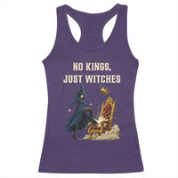 No Kings Just Witches Racerback Tank Top Feminist Witch Kicking Throne Protest - Wonder Print Shop