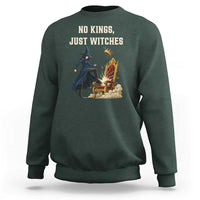 No Kings Just Witches Sweatshirt Feminist Witch Kicking Throne Protest - Wonder Print Shop