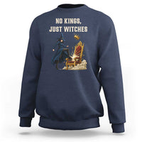 No Kings Just Witches Sweatshirt Feminist Witch Kicking Throne Protest - Wonder Print Shop