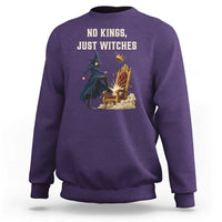 No Kings Just Witches Sweatshirt Feminist Witch Kicking Throne Protest - Wonder Print Shop