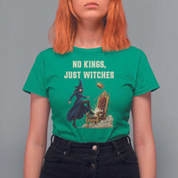 No Kings Just Witches T Shirt For Women Feminist Witch Kicking Throne Protest - Wonder Print Shop