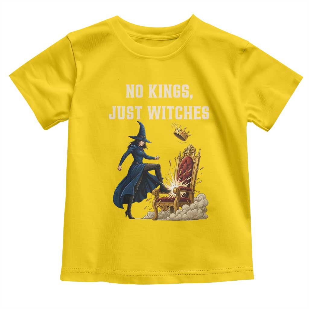 No Kings Just Witches Toddler T Shirt Feminist Witch Kicking Throne Protest - Wonder Print Shop