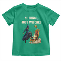 No Kings Just Witches Toddler T Shirt Feminist Witch Kicking Throne Protest - Wonder Print Shop
