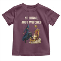 No Kings Just Witches Toddler T Shirt Feminist Witch Kicking Throne Protest - Wonder Print Shop