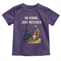 No Kings Just Witches Toddler T Shirt Feminist Witch Kicking Throne Protest - Wonder Print Shop