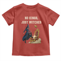 No Kings Just Witches Toddler T Shirt Feminist Witch Kicking Throne Protest - Wonder Print Shop