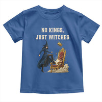 No Kings Just Witches Toddler T Shirt Feminist Witch Kicking Throne Protest - Wonder Print Shop