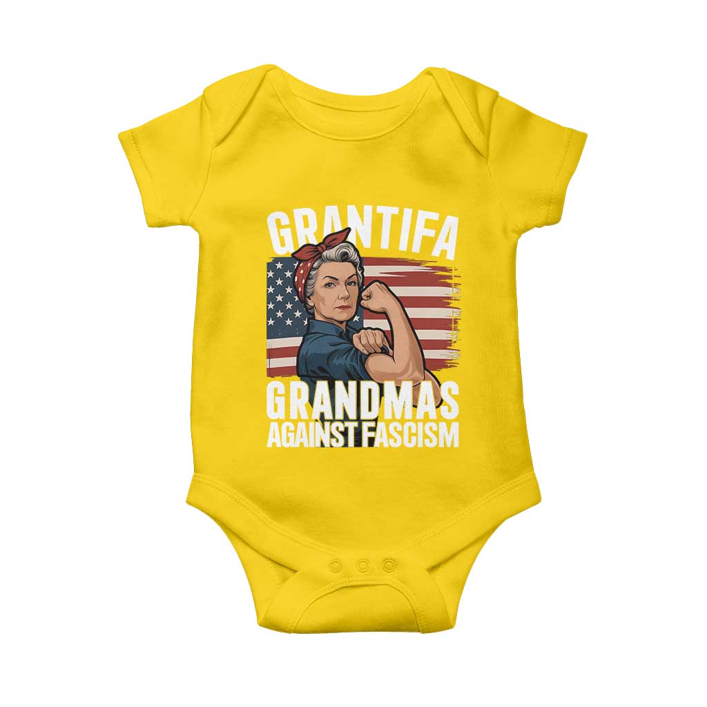 Patriotic Grantifa Baby Onesie Grandmas Against Fascism Protest American Flag - Wonder Print Shop