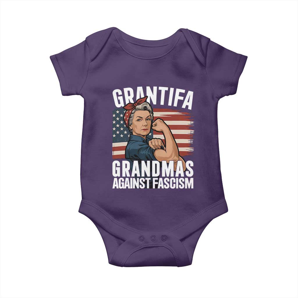 Patriotic Grantifa Baby Onesie Grandmas Against Fascism Protest American Flag - Wonder Print Shop