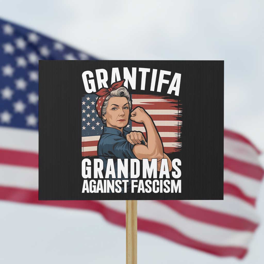 Patriotic Grantifa Protest Sign Grandmas Against Fascism Protest American Flag - Wonder Print Shop