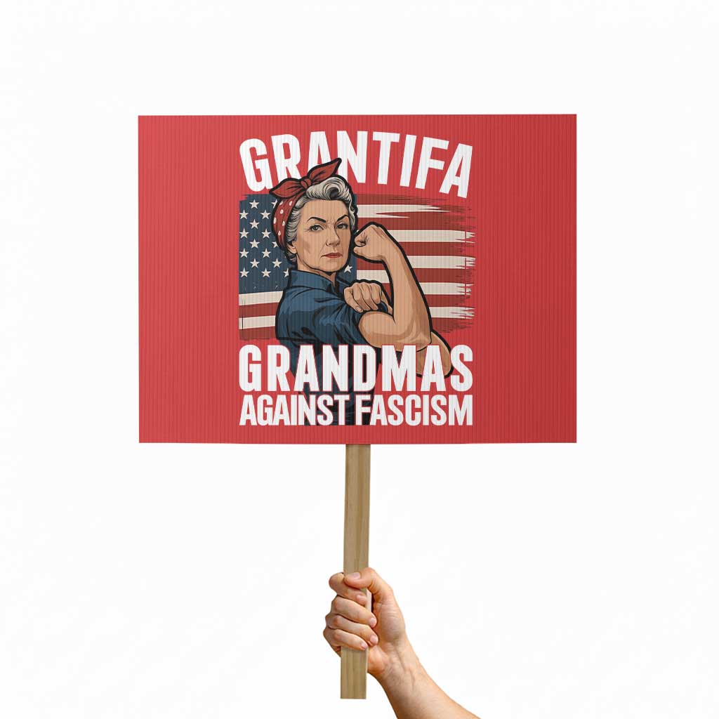 Patriotic Grantifa Protest Sign Grandmas Against Fascism Protest American Flag - Wonder Print Shop