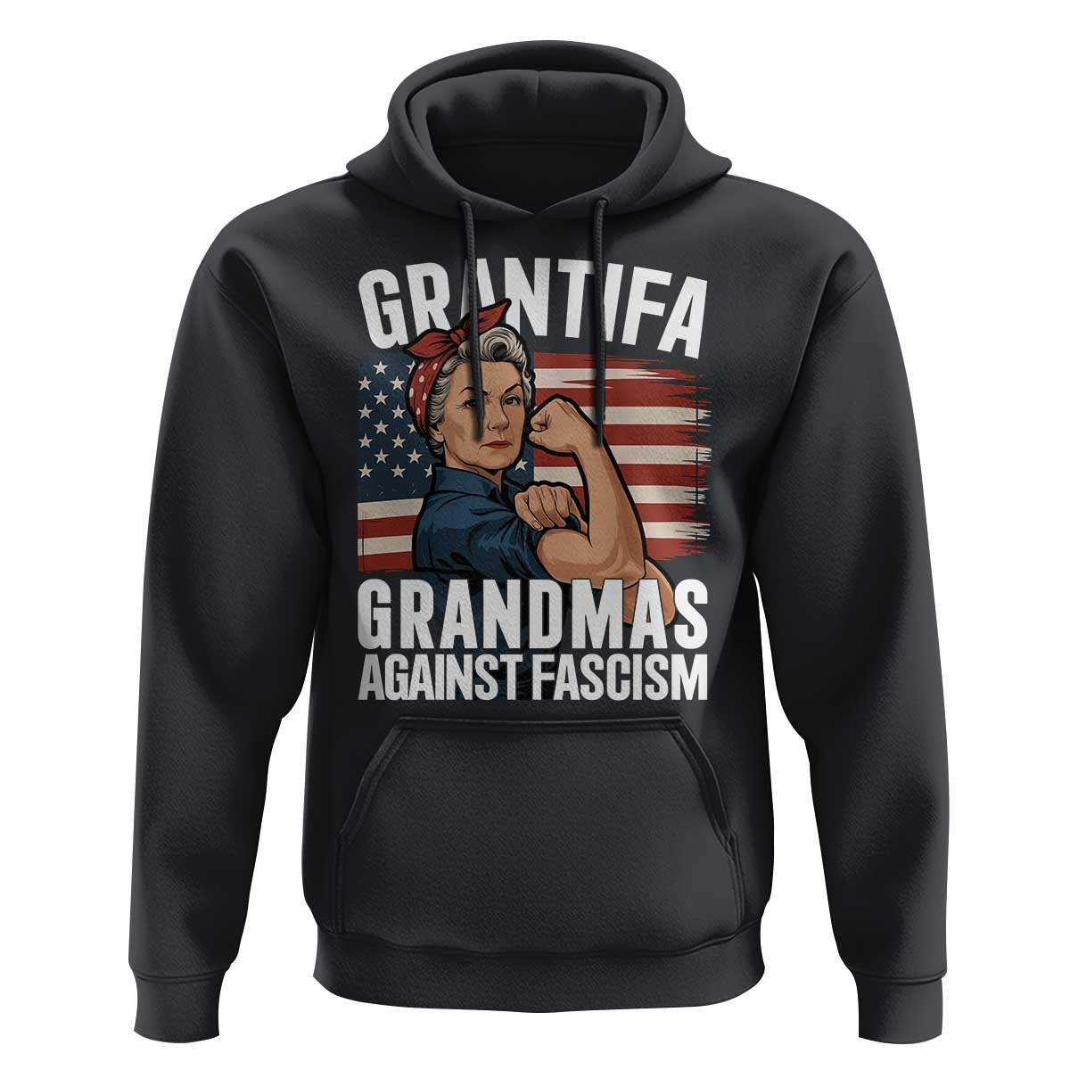 Patriotic Grantifa Hoodie Grandmas Against Fascism Protest American Flag - Wonder Print Shop