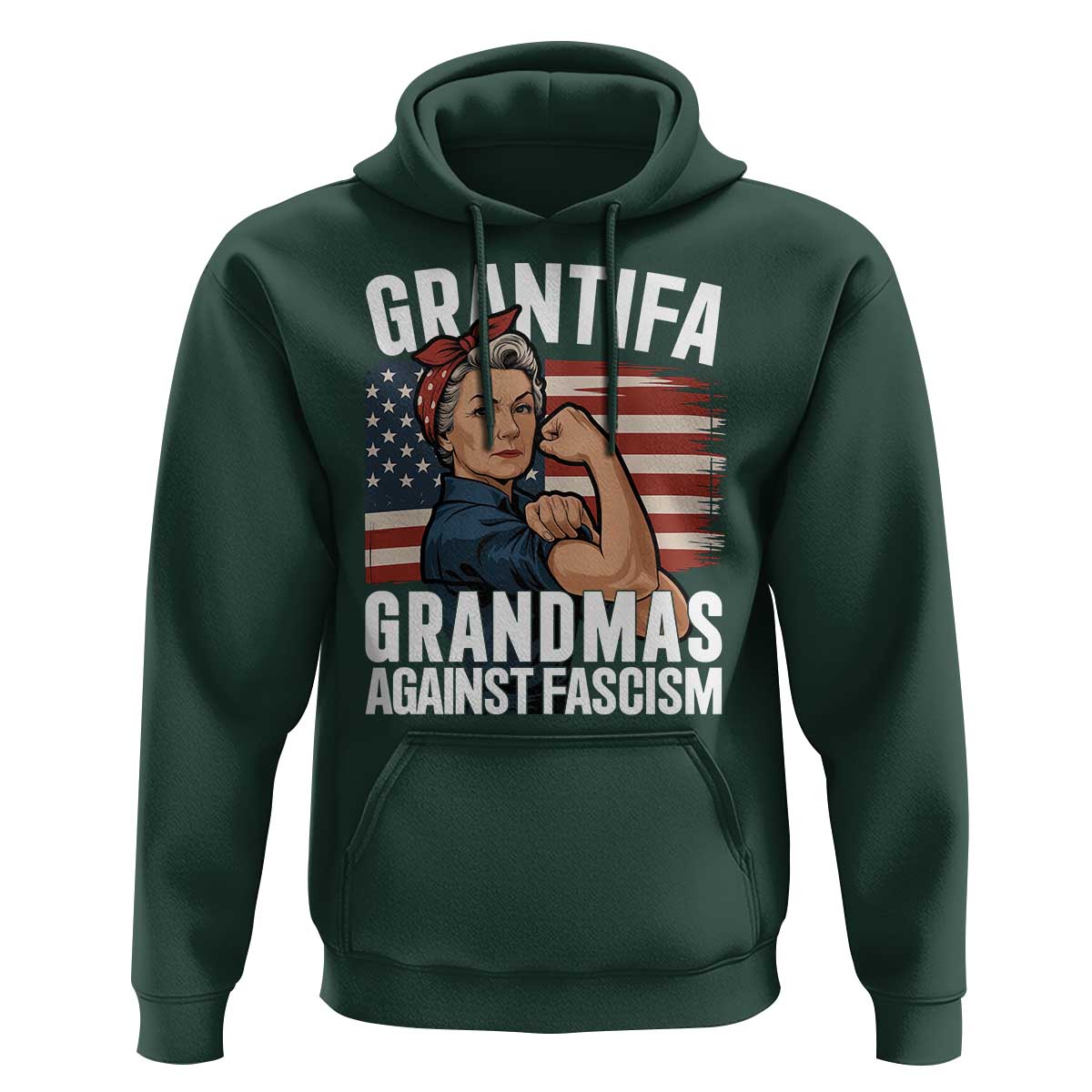 Patriotic Grantifa Hoodie Grandmas Against Fascism Protest American Flag - Wonder Print Shop