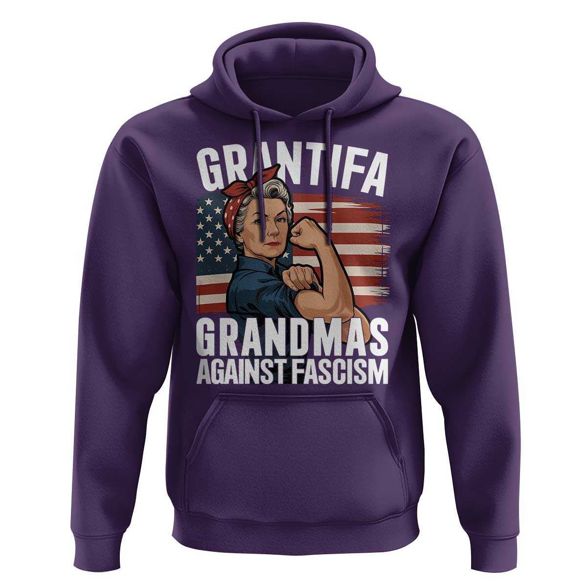 Patriotic Grantifa Hoodie Grandmas Against Fascism Protest American Flag - Wonder Print Shop