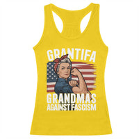 Patriotic Grantifa Racerback Tank Top Grandmas Against Fascism Protest American Flag - Wonder Print Shop