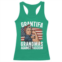 Patriotic Grantifa Racerback Tank Top Grandmas Against Fascism Protest American Flag - Wonder Print Shop