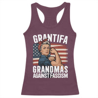 Patriotic Grantifa Racerback Tank Top Grandmas Against Fascism Protest American Flag - Wonder Print Shop