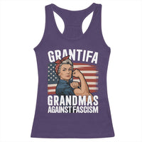 Patriotic Grantifa Racerback Tank Top Grandmas Against Fascism Protest American Flag - Wonder Print Shop