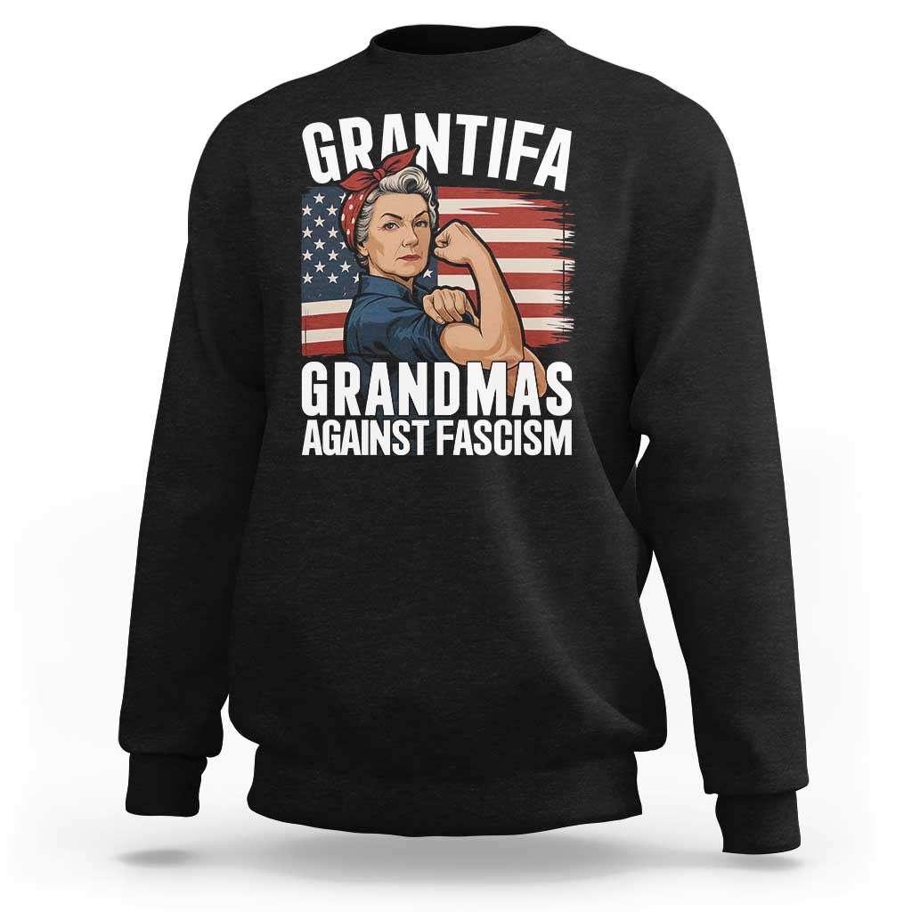 Patriotic Grantifa Sweatshirt Grandmas Against Fascism Protest American Flag - Wonder Print Shop