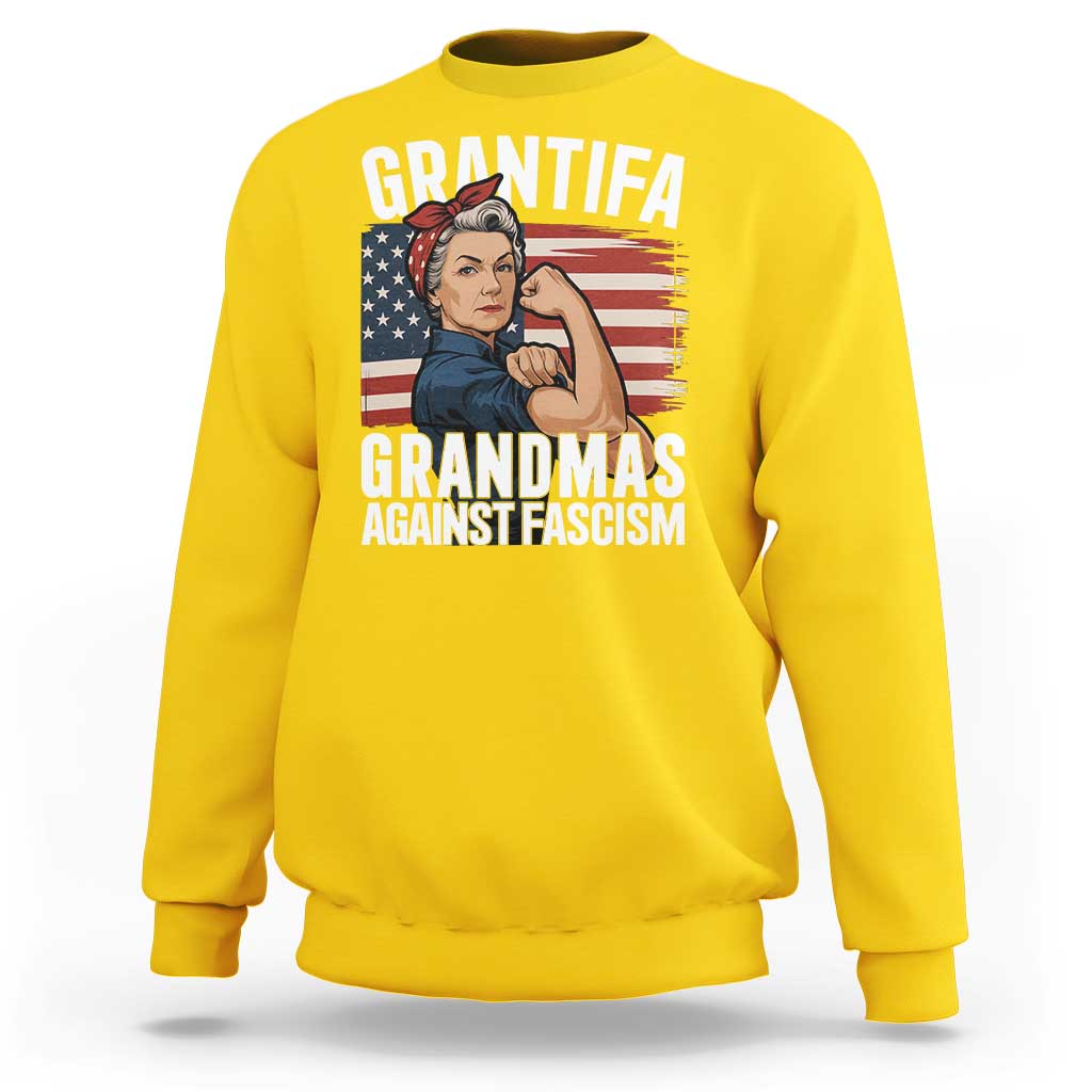 Patriotic Grantifa Sweatshirt Grandmas Against Fascism Protest American Flag - Wonder Print Shop