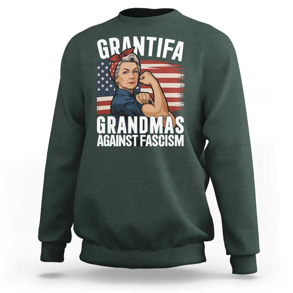 Patriotic Grantifa Sweatshirt Grandmas Against Fascism Protest American Flag - Wonder Print Shop