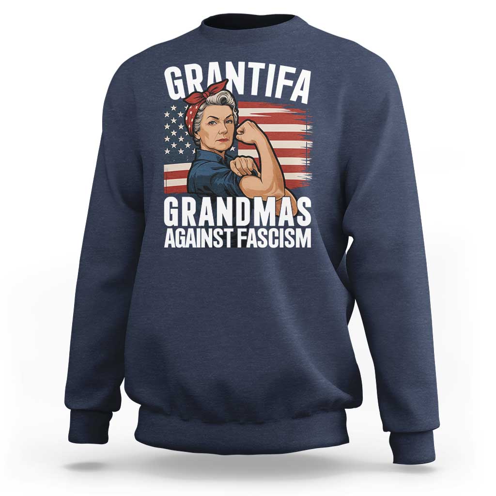 Patriotic Grantifa Sweatshirt Grandmas Against Fascism Protest American Flag - Wonder Print Shop