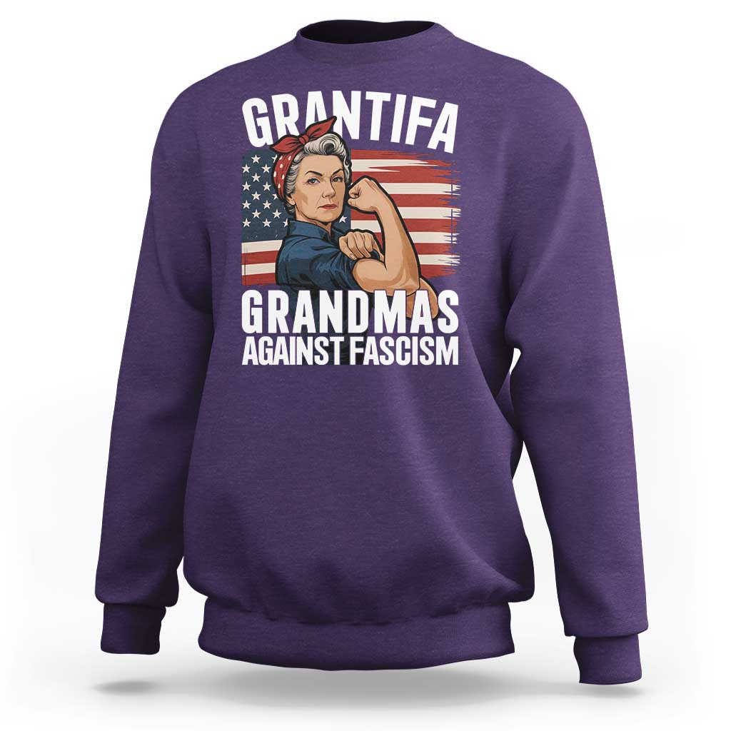 Patriotic Grantifa Sweatshirt Grandmas Against Fascism Protest American Flag - Wonder Print Shop