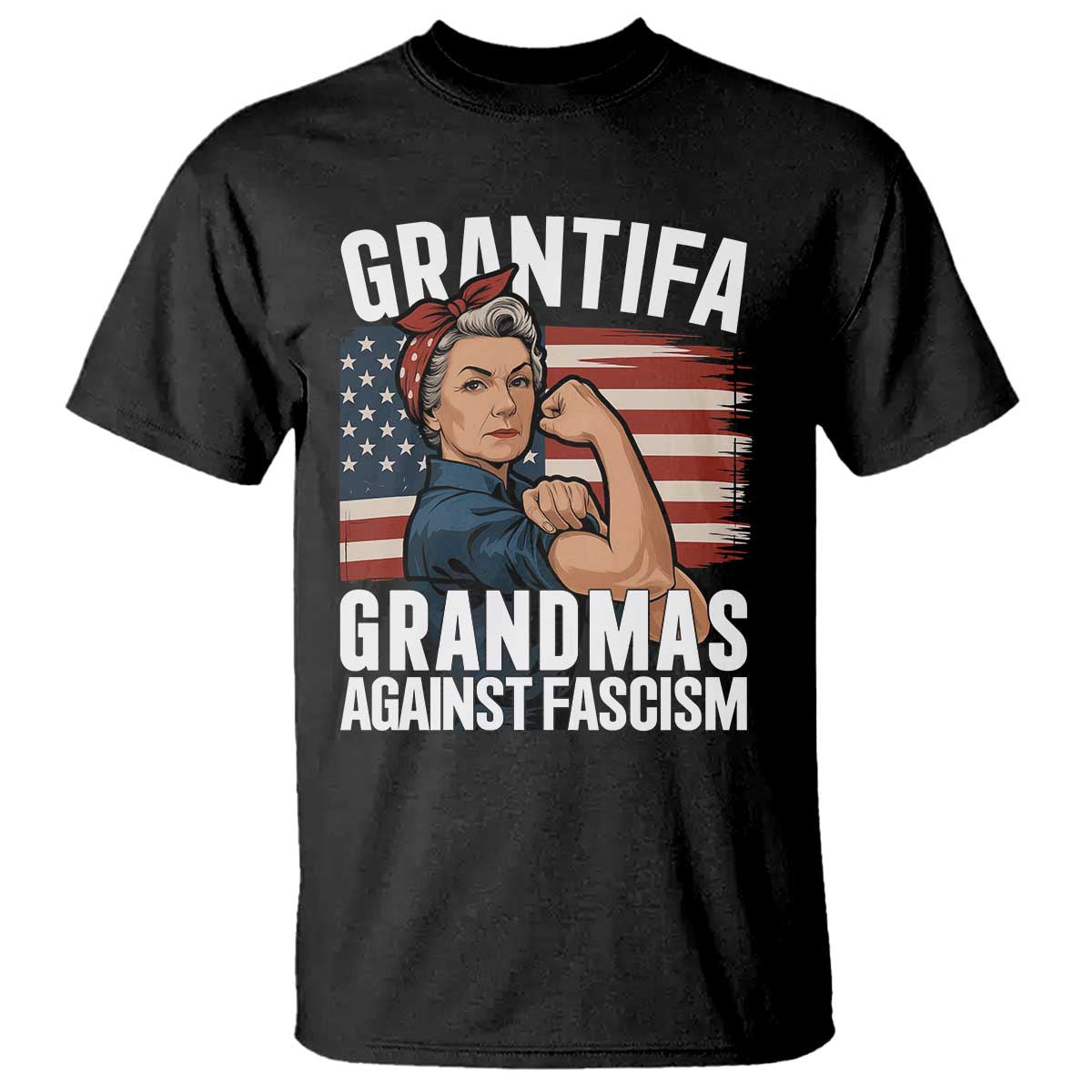 Patriotic Grantifa T Shirt Grandmas Against Fascism Protest American Flag - Wonder Print Shop