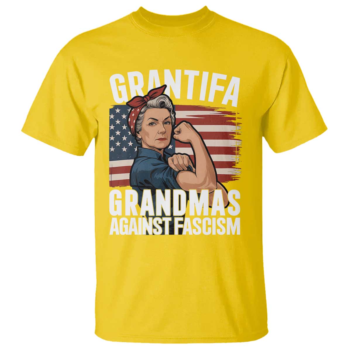 Patriotic Grantifa T Shirt Grandmas Against Fascism Protest American Flag - Wonder Print Shop