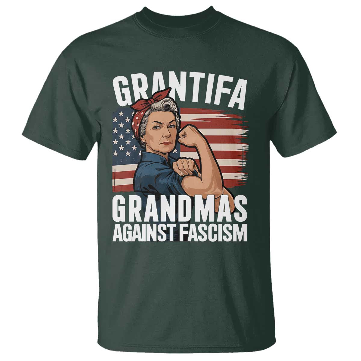 Patriotic Grantifa T Shirt Grandmas Against Fascism Protest American Flag - Wonder Print Shop
