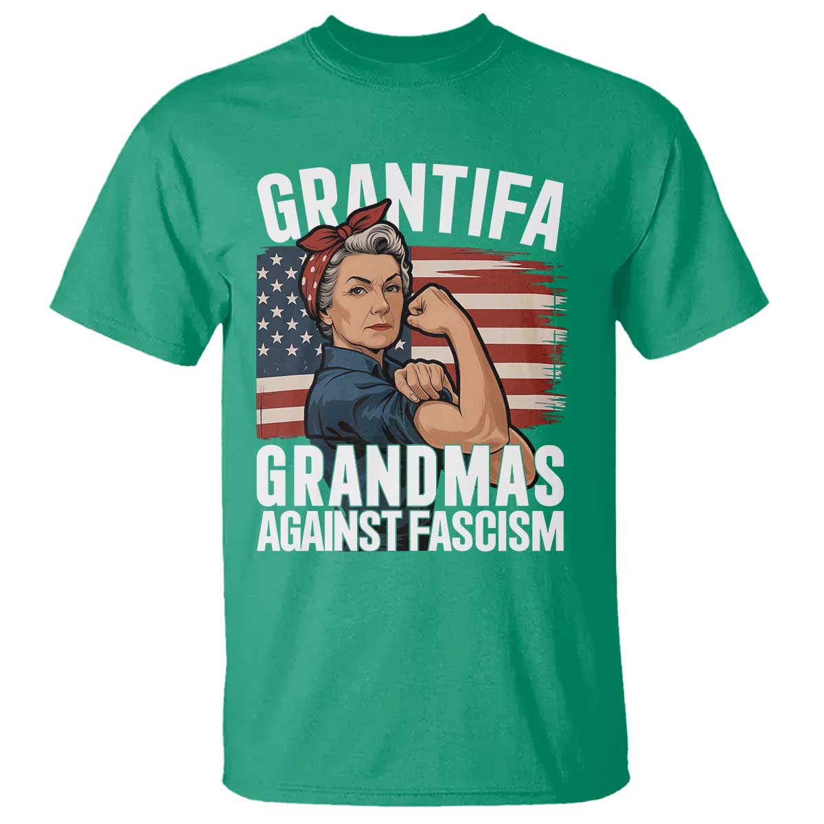 Patriotic Grantifa T Shirt Grandmas Against Fascism Protest American Flag - Wonder Print Shop
